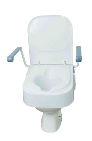 Raised Toilet Seat With Arms & Lid